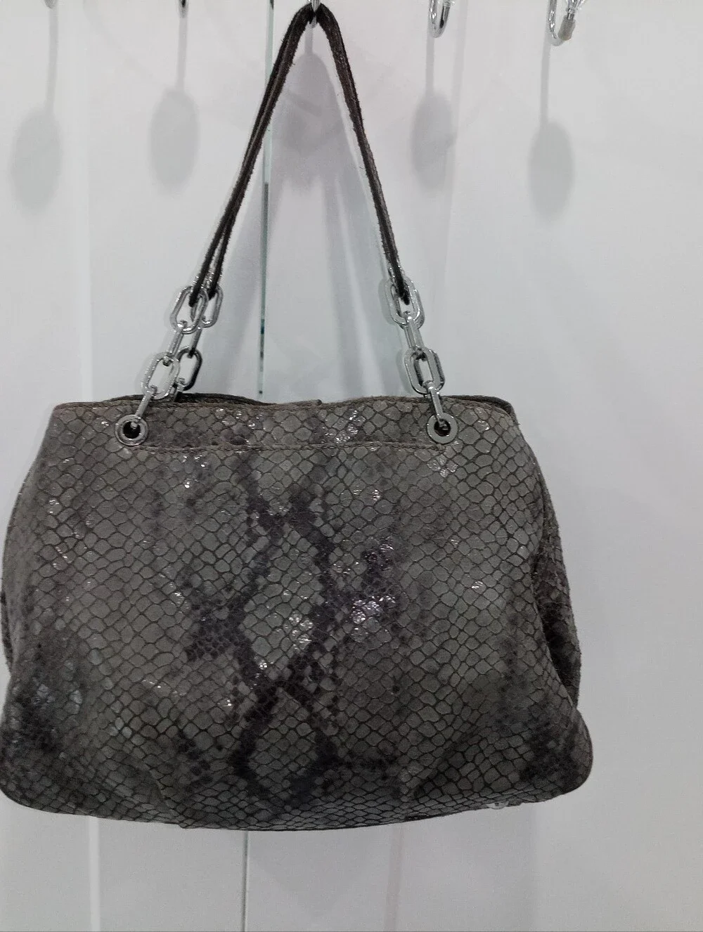 ✨ Michael Kors Metallic Python Leather Tote – Iconic, Edgy Luxury! Fair Preowned